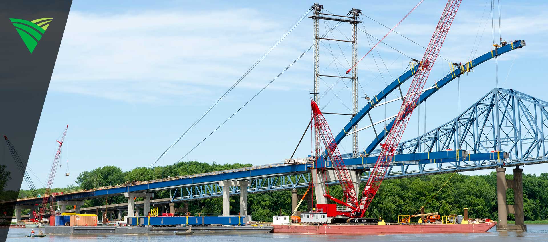 Cranes working on bridge