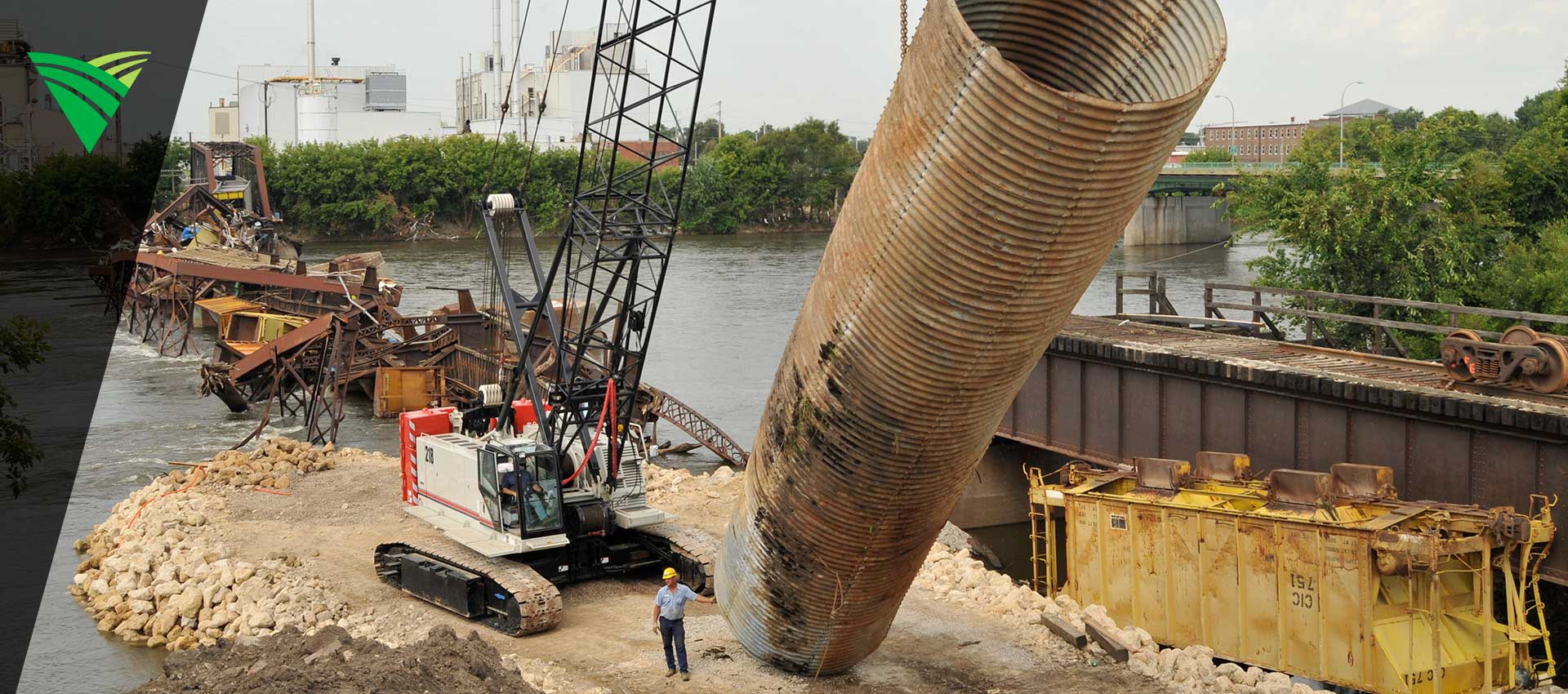 Large pipe being lifted